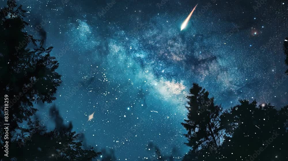 Night sky with stars, milky way, and comet Night sky with stars, milky way, and comet
