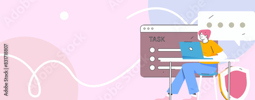 Business network security character flat vector concept operation hand drawn illustration
