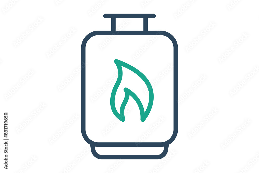 Propane icon. gas cylinder with fire. icon related to utilities. line icon style. utilities elements vector illustration Propane icon. gas cylinder with fire. icon related to utilities. line icon style. utilities elements vector illustration