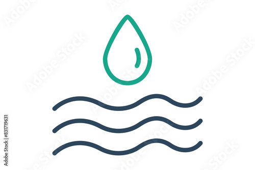 Storm water icon. water droplets with water below. icon related to utilities. line icon style. utilities elements vector illustration