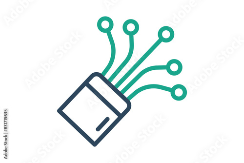 Fiber icon, cable. icon related to utilities. line icon style. utilities elements vector illustration