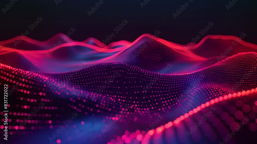 Abstract Wavy Digital Background with Glowing Dots Abstract Wavy Digital Background with Glowing Dots