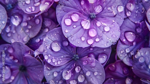 purple flowers in raindrop.