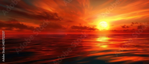 sunset wallpaper with the sun lying down in the sea © Dekastro