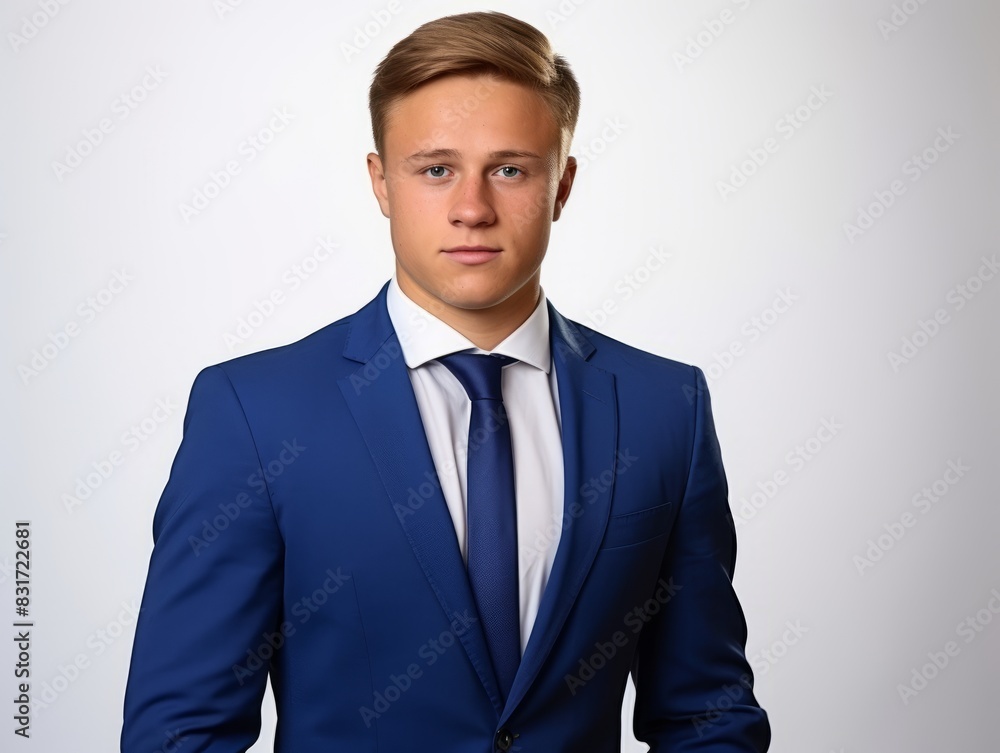 Young man in suit poses for professional photo. Young man in suit poses for professional photo.