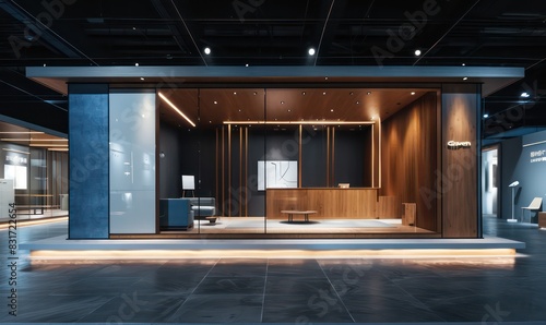 Wallpaper Mural modern trade show both with dark colors and wood, very good lighting Torontodigital.ca