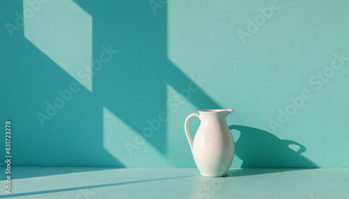 background textures a wall of turquoise tones and jugs photo