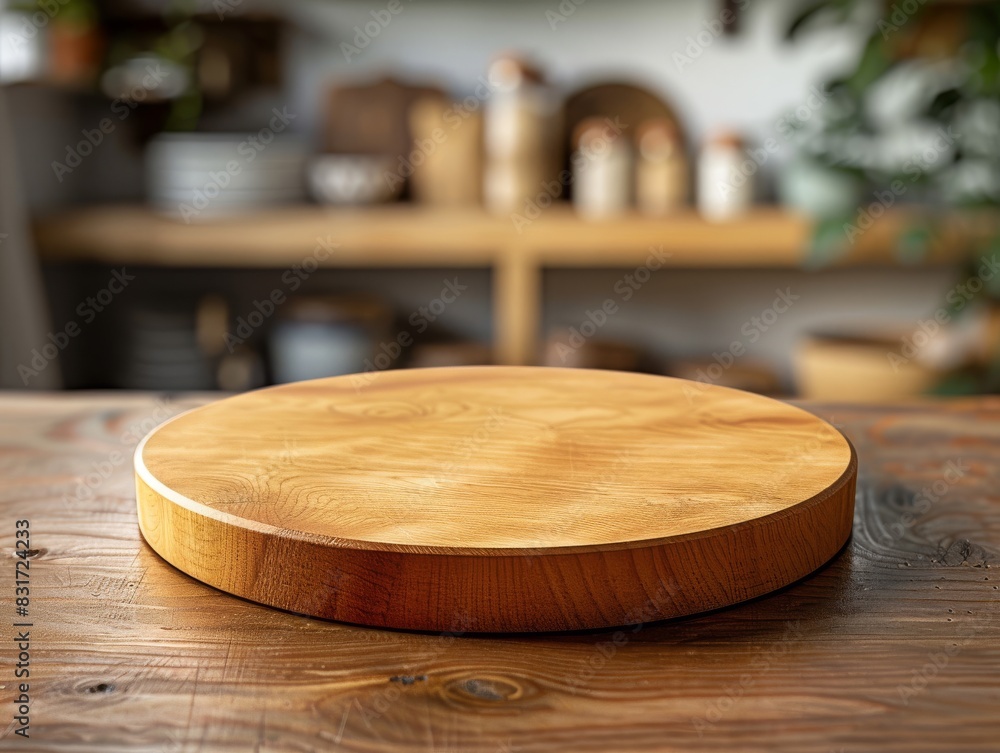 Rustic wooden table adorned with a cutting board basks in sunligh