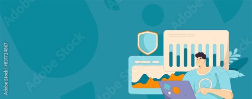 Business network security character flat vector concept operation hand drawn illustration
