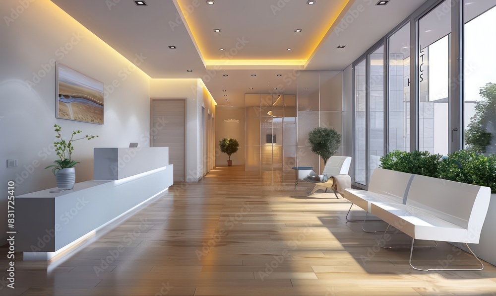 Fototapeta premium modern reception and waiting room of a medical office and clinic