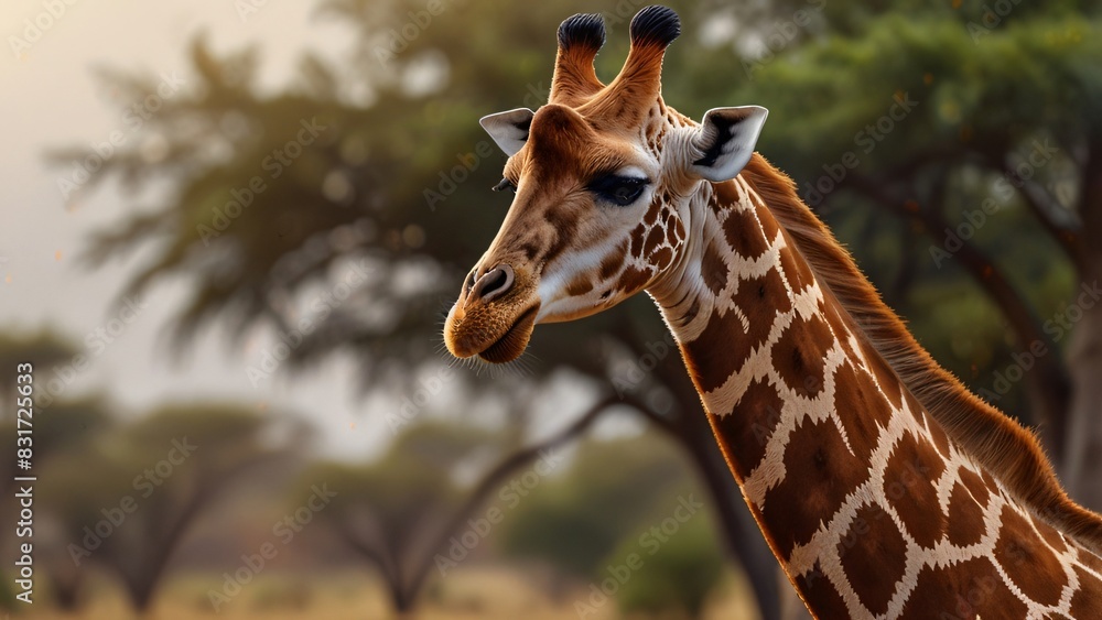 close up wild girrafe in nature with blurr background close up wild girrafe in nature with blurr background