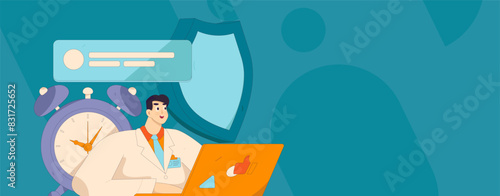 Business network security character flat vector concept operation hand drawn illustration
