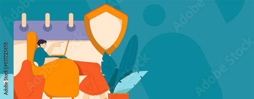 Business network security character flat vector concept operation hand drawn illustration
