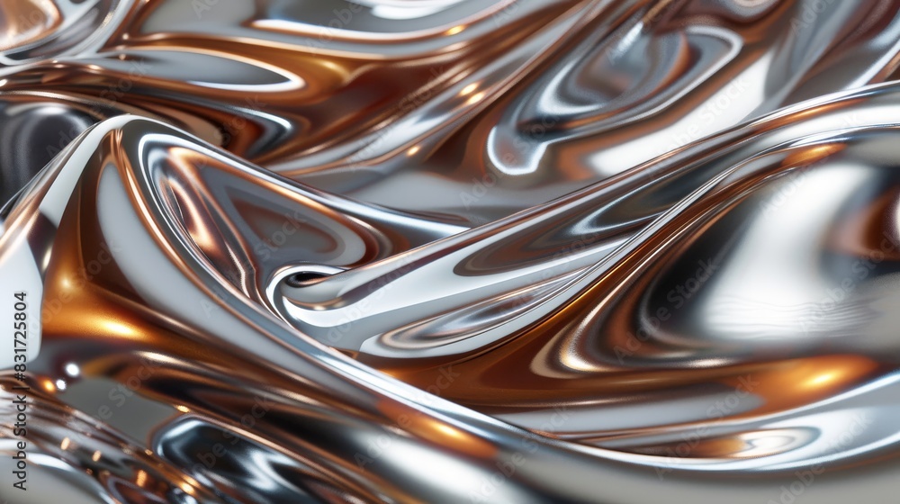 Elegantly flowing waves of bronze and silver metal