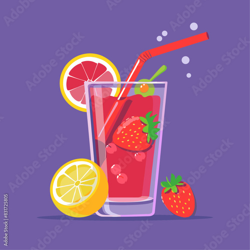 A refreshing glass of strawberry lemonade garnished with a sliced strawberry