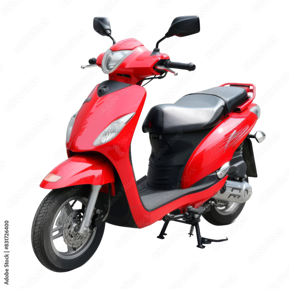 Red scooter motorcycle, white background Red scooter motorcycle, white background