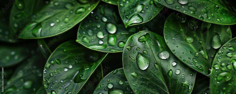 nature realistic wallpaper with vivid leaves and water droplets in full background nature realistic wallpaper with vivid leaves and water droplets in full background