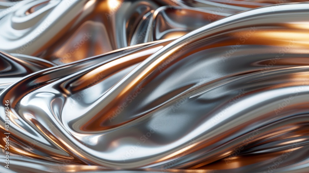Obraz premium Flowing waves of bronze and silver metallic hues