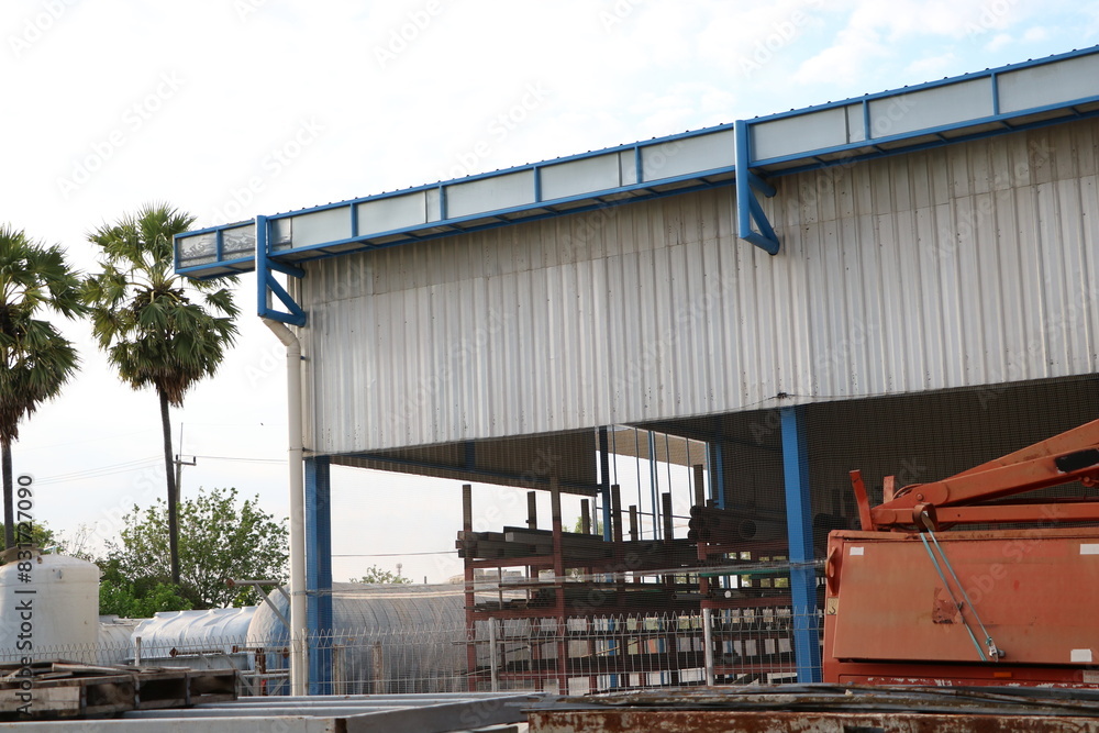 Fototapeta premium Building walls, roofs, metal sheets, gutters