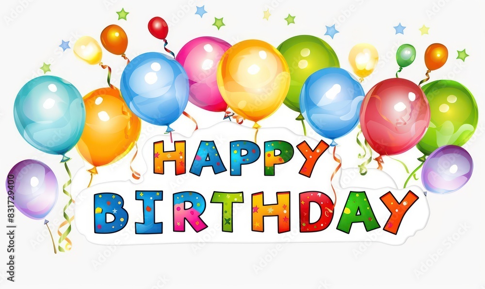 happy birthday illustration wallpaper in colorful letters balloons on a white background happy birthday illustration wallpaper in colorful letters balloons on a white background