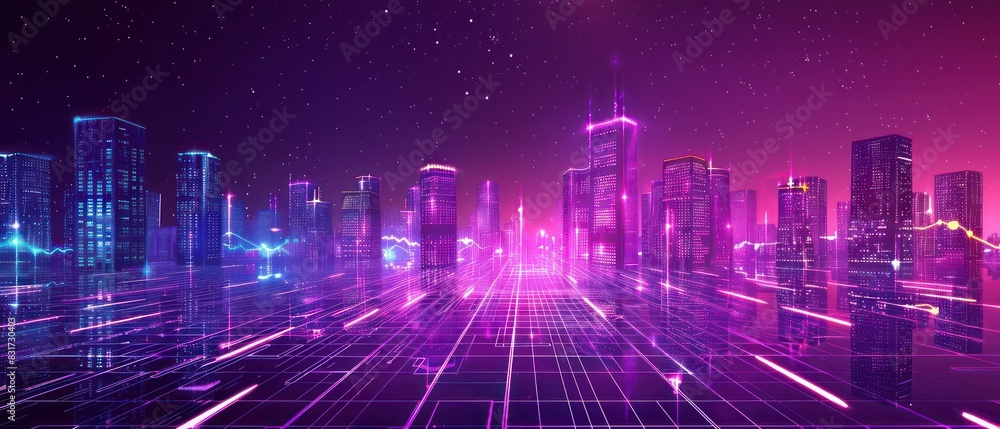high tech and futuristic low angle illustration of a urban cityscape with modern architecture, amazing perspective and neon light effects high tech and futuristic low angle illustration of a urban cityscape with modern architecture, amazing perspective and neon light effects