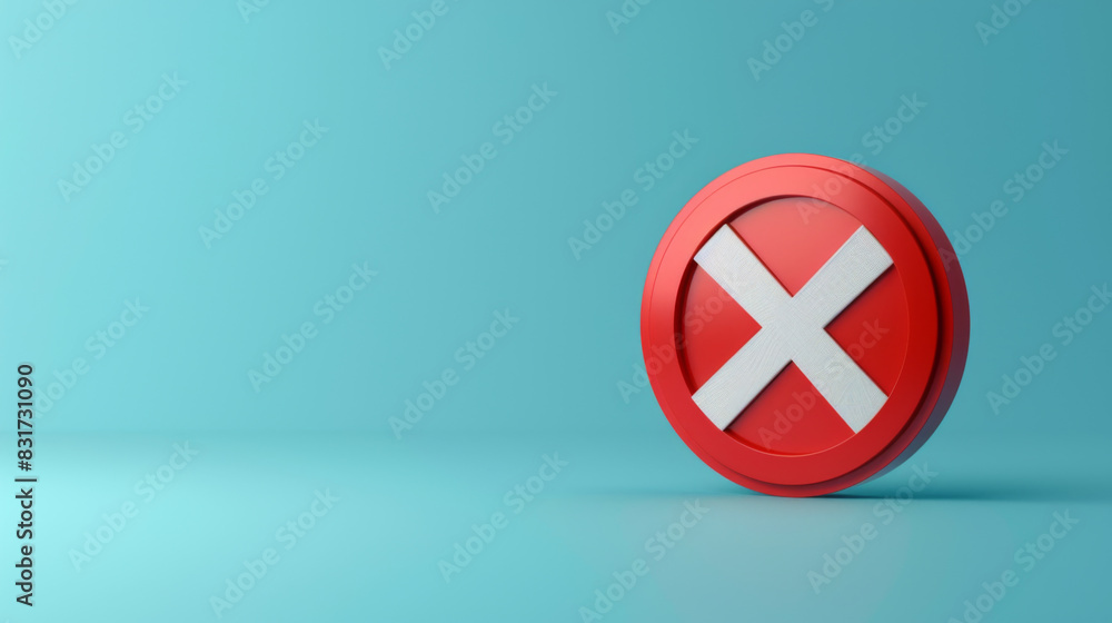 A striking red X sign displayed prominently on a light blue background, symbolizing error, prohibition, or warning. A striking red X sign displayed prominently on a light blue background, symbolizing error, prohibition, or warning.
