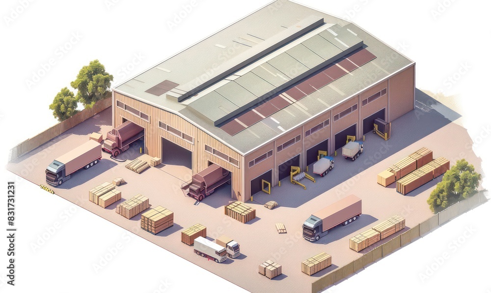 warehouse graphic illustration isolated on a white background warehouse graphic illustration isolated on a white background