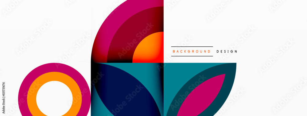 Fototapeta premium Circles and petals. Geometric beautiful abstract minimal template for Wallpaper, Banner, Background, Card, Book Illustration, landing page