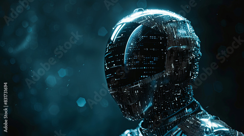 Full face protection helmet with digital binary code all over the uniform.
