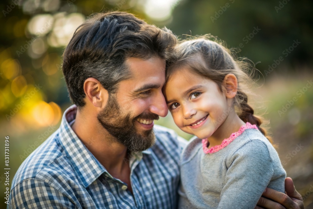 A man and a little girl are hugging each other A man and a little girl are hugging each other