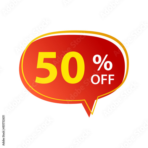 50 percent discount banner label promotion