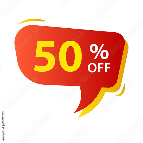 50 percent discount banner label promotion