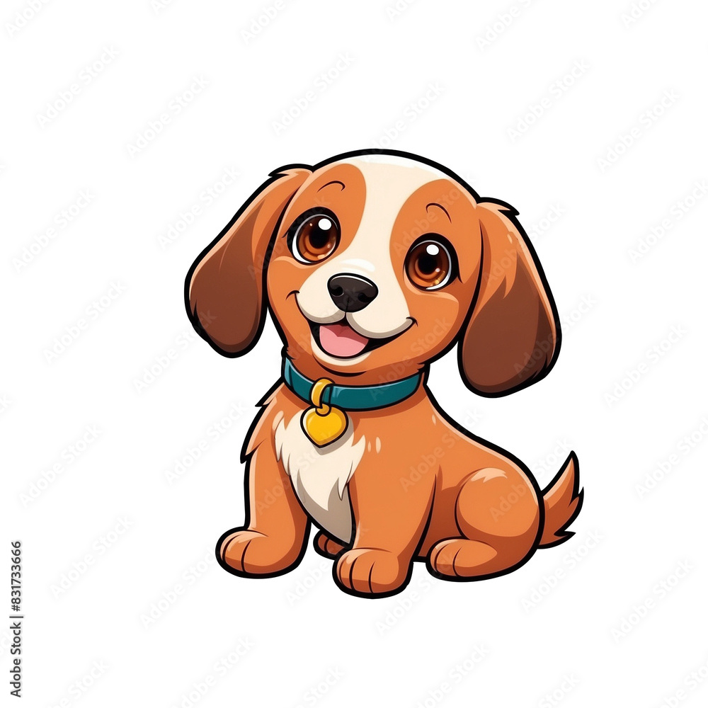 Friendly Puppy Dog Character Sticker with Big Eyes, Wagging Tail, and Playful Smile, Generative AI. Friendly Puppy Dog Character Sticker with Big Eyes, Wagging Tail, and Playful Smile, Generative AI.