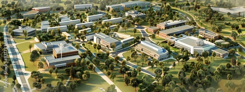 Aerial View of Sprawling Biotechnology Research and Innovation Campus