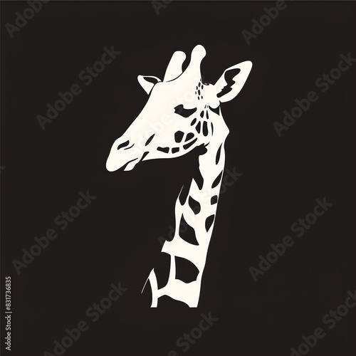 Majestic giraffe profile silhouette, perfect for a distinctive sports team logo, suitable for safari,themed sports uniforms photo