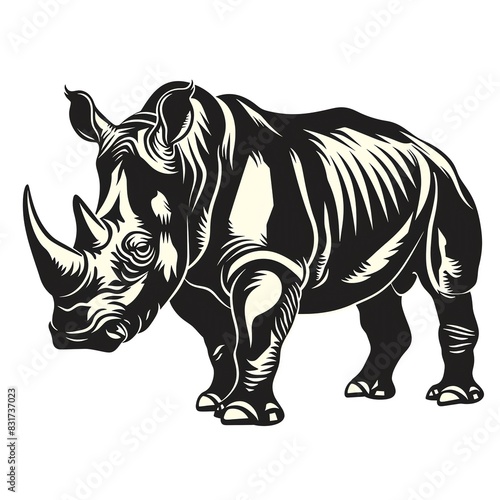 Rugged silhouette of a rhinoceros  perfect for a defensive sports team logo  ideal for rugby jerseys and protective gear