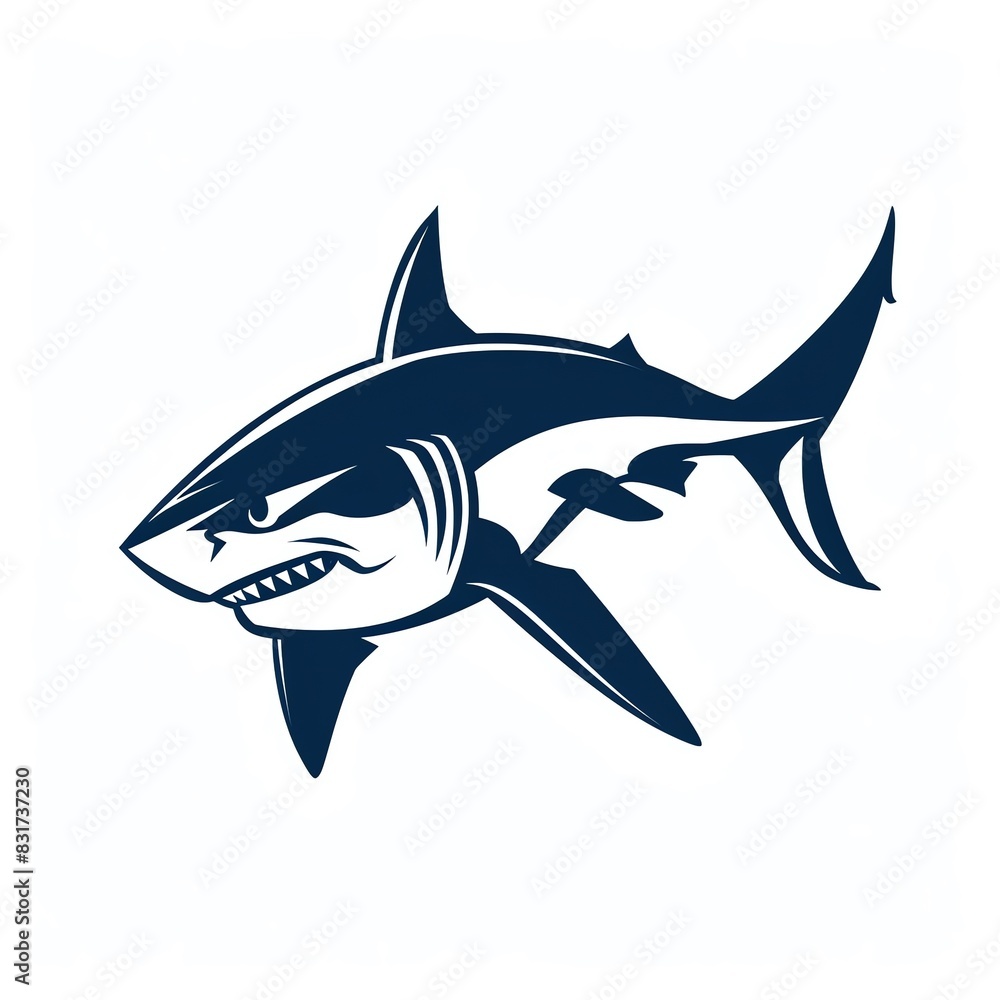 Fototapeta premium Swift silhouette of a shark, crafted for aquatic sports team logos, perfect for swim team caps and beach gear