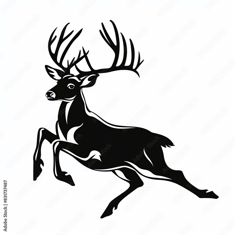 Graceful deer leap silhouette, perfect for cross,country team logos, applicable on track uniforms and fan merchandise Graceful deer leap silhouette, perfect for cross,country team logos, applicable on track uniforms and fan merchandise