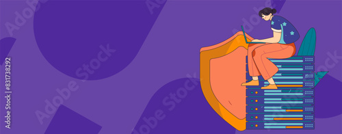 Business network security character flat vector concept operation hand drawn illustration
