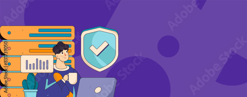 Business network security character flat vector concept operation hand drawn illustration
