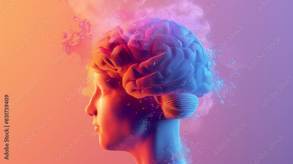 Educational Display on Chronic Traumatic Encephalopathy: Colorful Brain Scans and Facts Highlighted in a Vibrant Informative Background