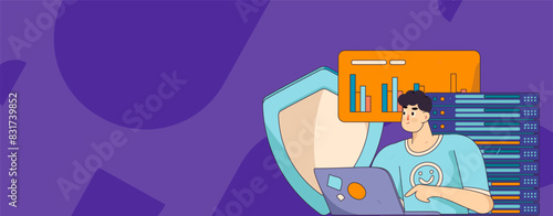 Business network security character flat vector concept operation hand drawn illustration
