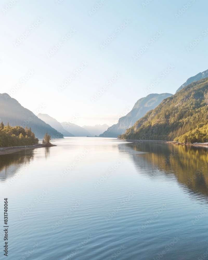Serene Dawn at Alaskan Fjord on International Day for Biological Diversity - Vibrant Landscape and Water Reflections