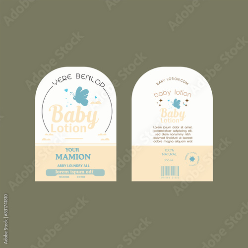 baby lotion label design, baby care product label design