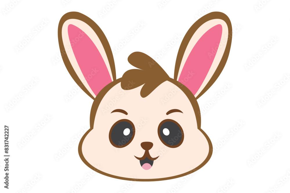 Cute Bunny Flat Sticker Design Cute Bunny Flat Sticker Design