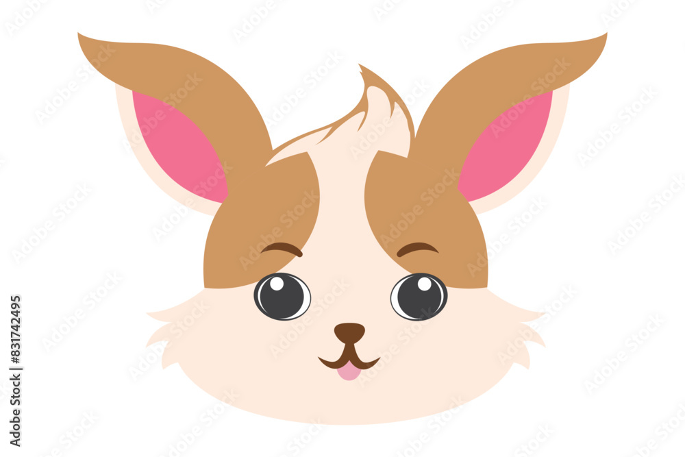 Cute Bunny Flat Sticker Design Cute Bunny Flat Sticker Design
