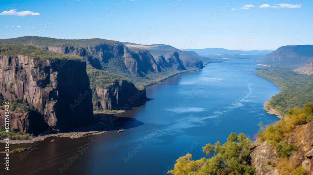 Light's Embrace: A River Winds Through a Sun-Kissed Gorge Light's Embrace: A River Winds Through a Sun-Kissed Gorge