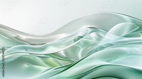3D Rendering Of Abstract Glass Waves.