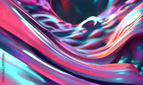 An abstract, futuristic 3D background with flowing shapes and vivid colors wallpaper 4k