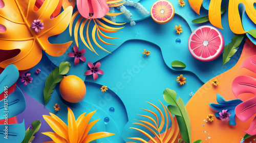 Summer Splash - Dynamic 3D Background with Tropical Vibes and Abstract Shapes